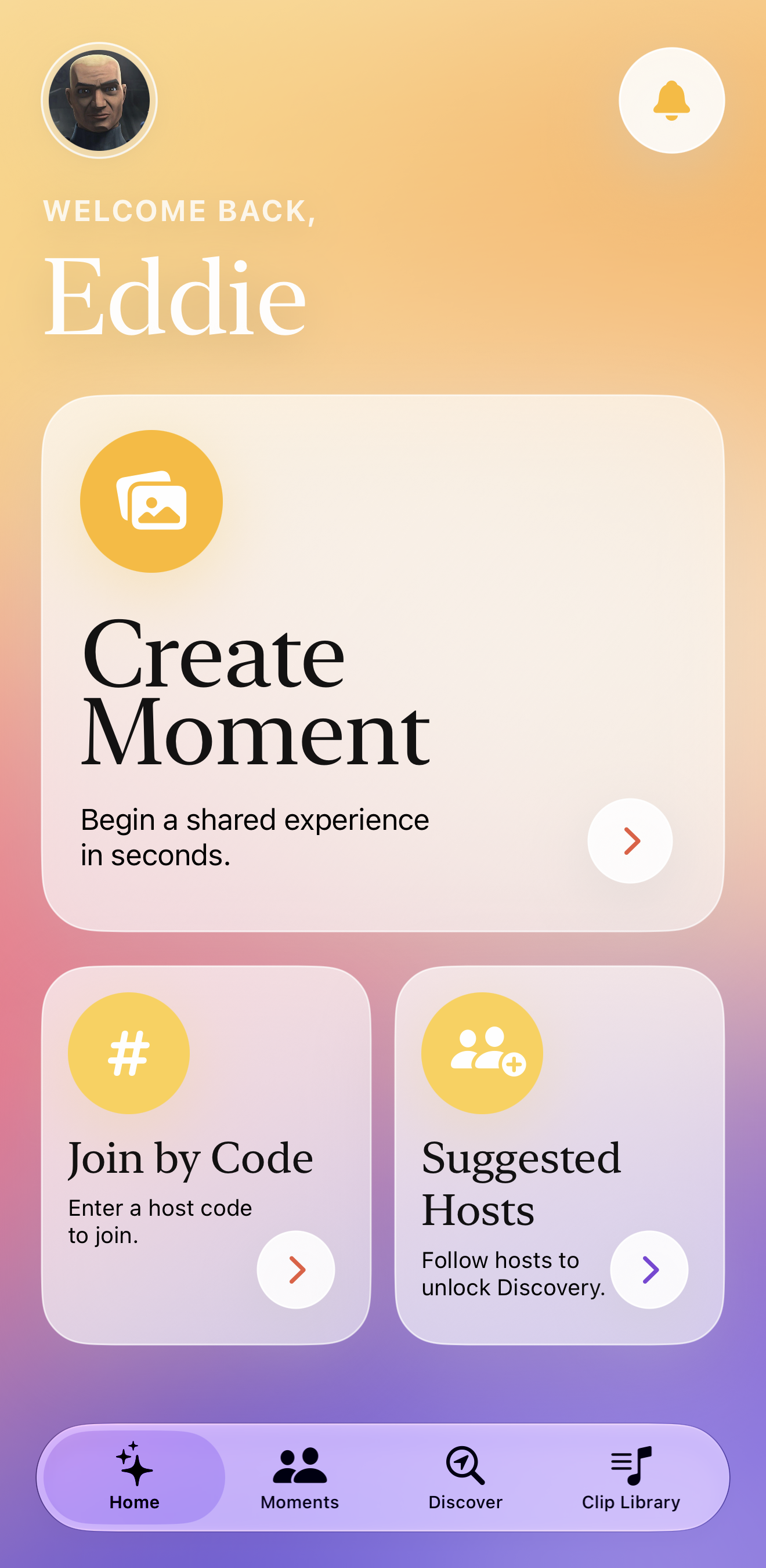 Stelli Home screen